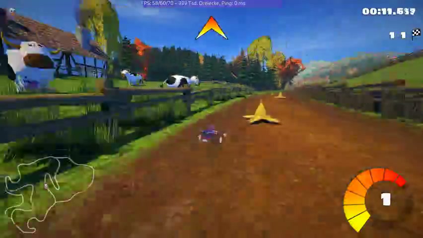 Gameplay · SuperTuxKart: 9MB target, frame at 30 seconds